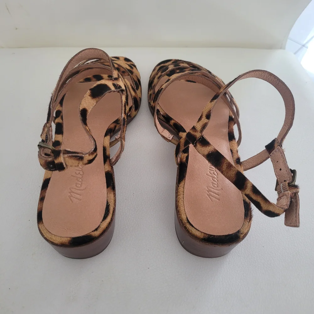 Madewell The Lori Sandal in Leopard Calf Hair Size 6 NEW AH730 - Picture 4 of 15